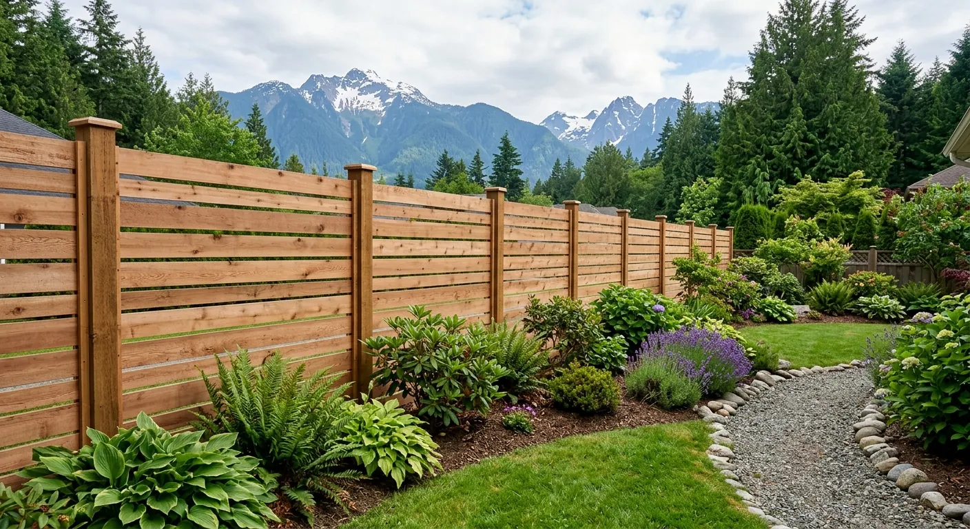 Kensington spaced vertical cedar fence in Fraser Valley British Columbia