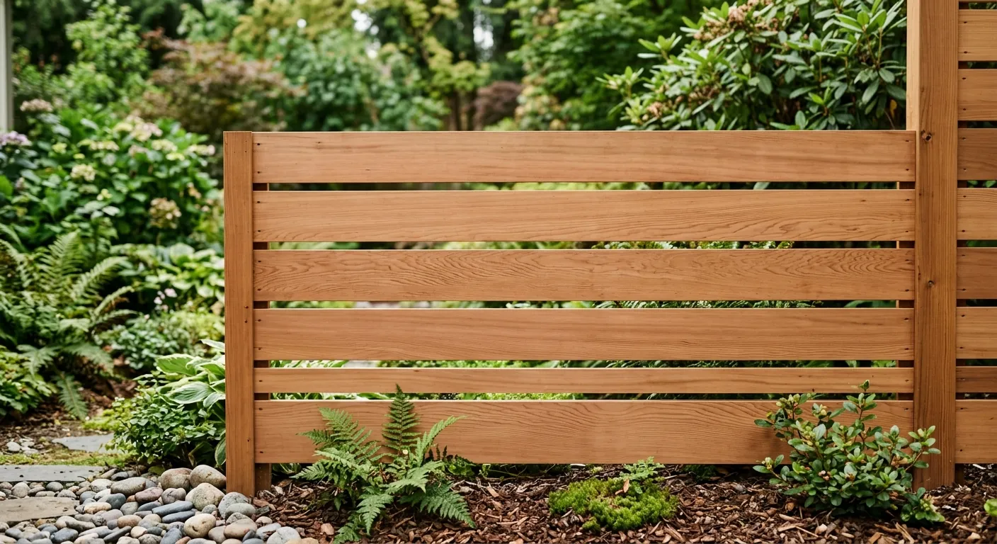 Cedar semi-privacy horizontal fence installed in Fraser Valley BC