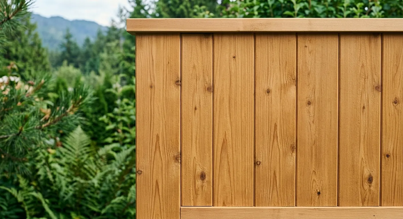 Tongue and groove cedar privacy fence installed in British Columbia backyard